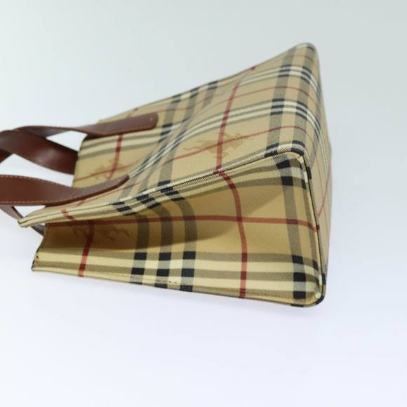 BURBERRY Nova Check Hand Bag PVC Leather Beige Auth yk13701 - Picture 4 of 16